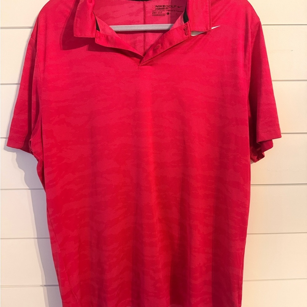 Nike Golf Dri-FIT Men's Red Polo Shirt TPC Standard‎ Fit Size L